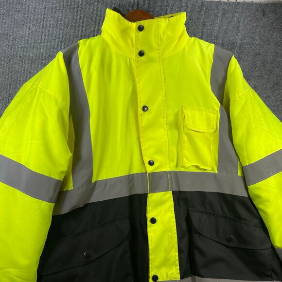 Utility Pro Premium High Vis Bomber Jacket Men's XXL Yellow Removable Fleece - Picture 5 of 13